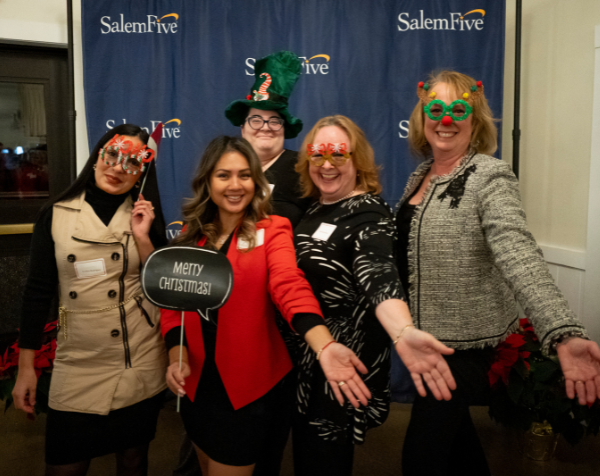 Salem Five employees at holiday event.